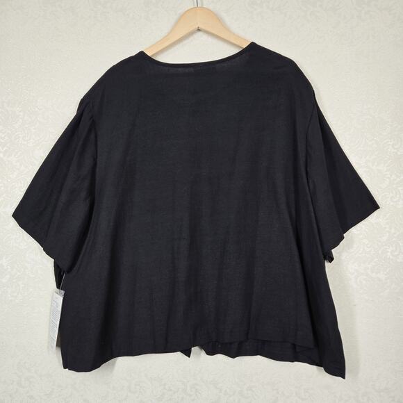 VTG More Jasmine by KVM Top 3X Black Button Front Art To Wear Tribal Lagenlook - Picture 6 of 11